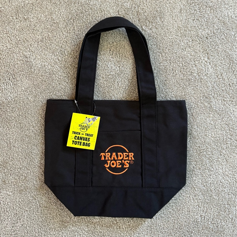 Black Trader Joe’s mini canvas tote